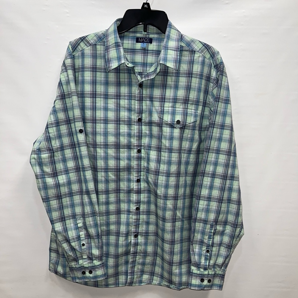 Made Cam Newton Shirt Mens Extra Large Multicolor Long Sleeve 100% Cotton Pocket